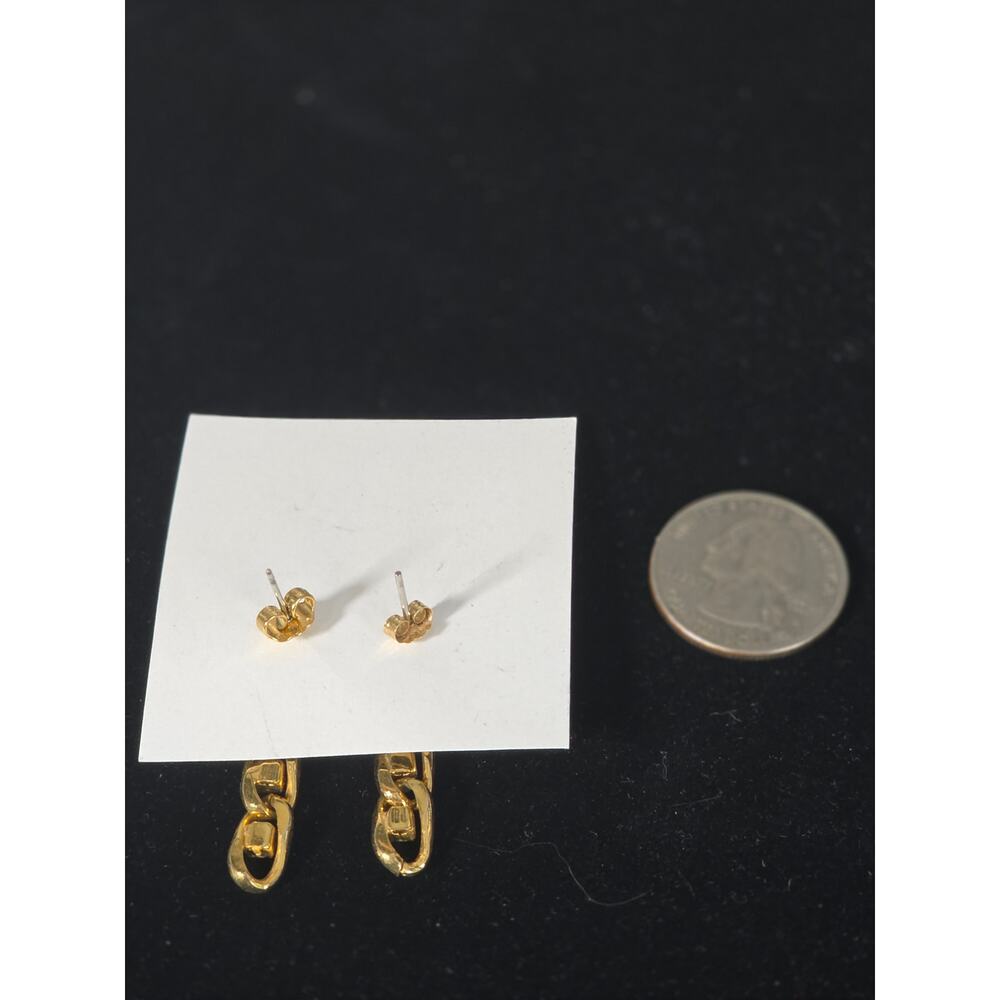 Vintage Goldtone Rhinestone Dangle Earrings Pierced GorpCore Old Money Classy - Picture 2 of 2
